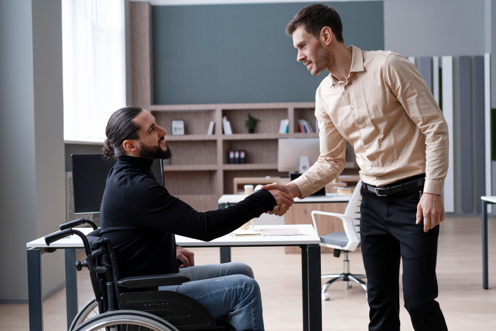 Nurse assisting client